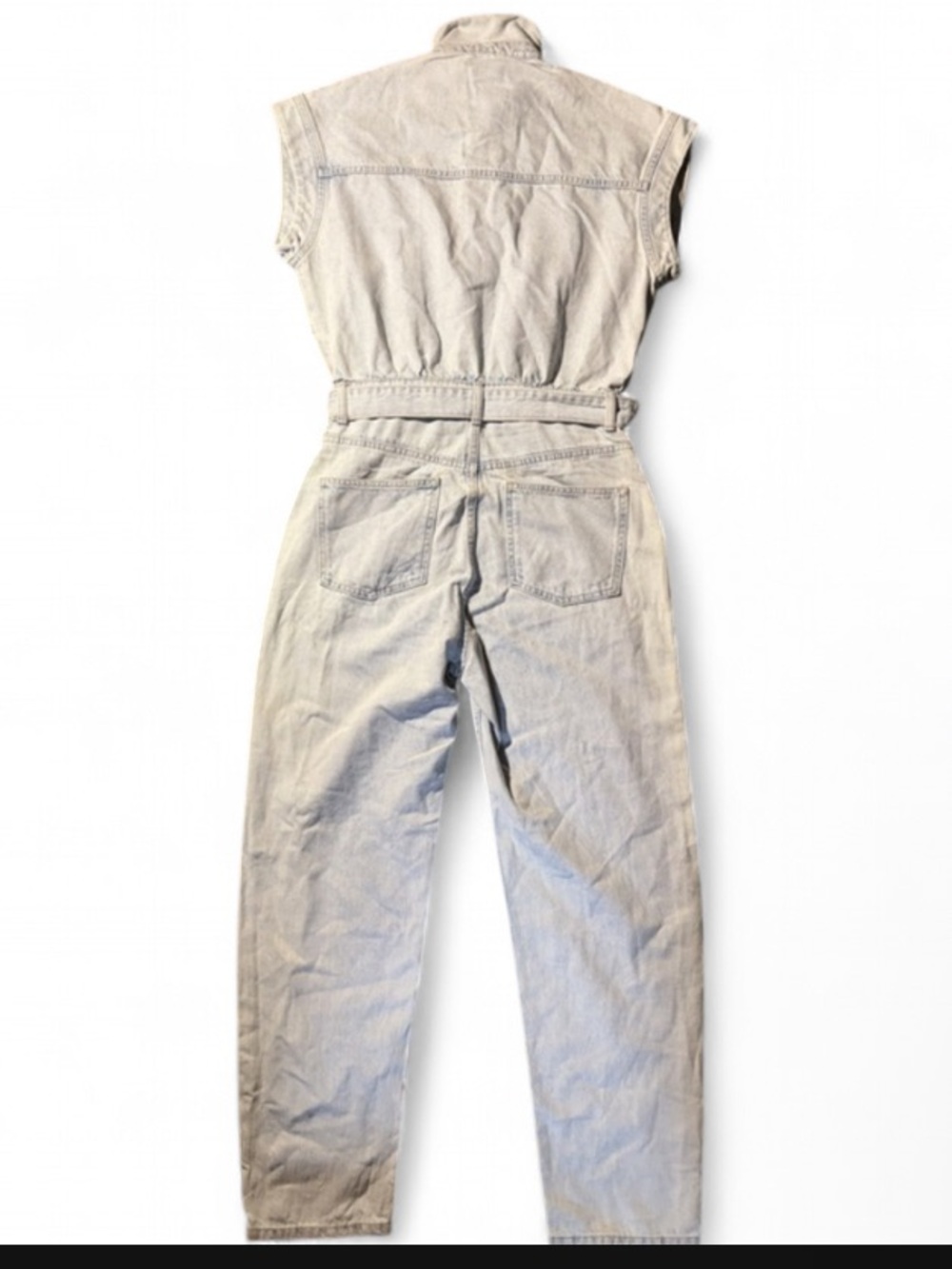 Denim Collection Light Wash Belted Denim Jumpsuit Medium NWOT - Picture 2 of 3